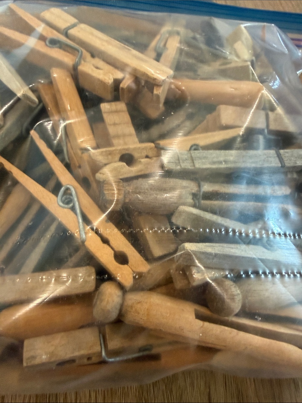 Vintage Bulk Wooden Clothespins - Natural Wood 1 gallon bag - Picture 2 of 2